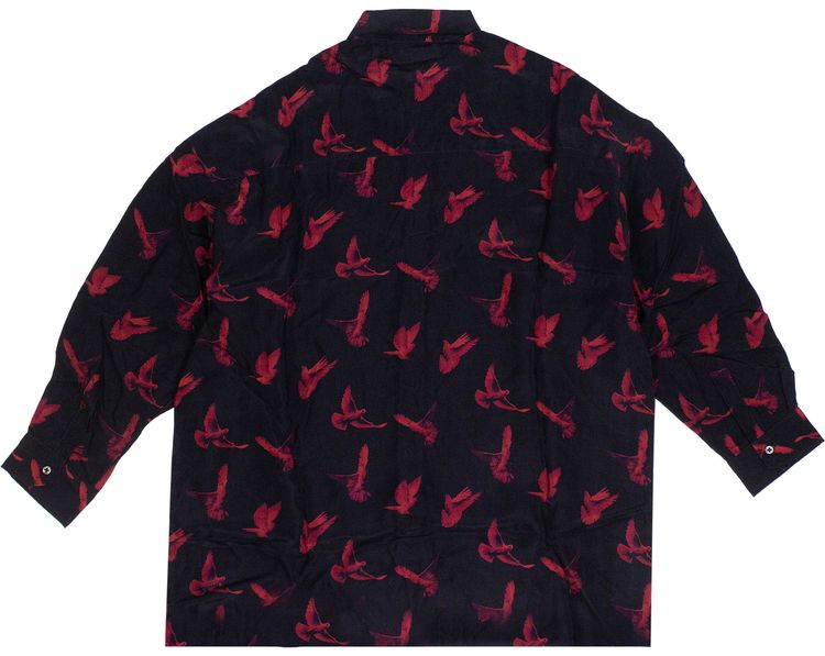 Amiri Doves Print Oversized Button Down Shirt Black