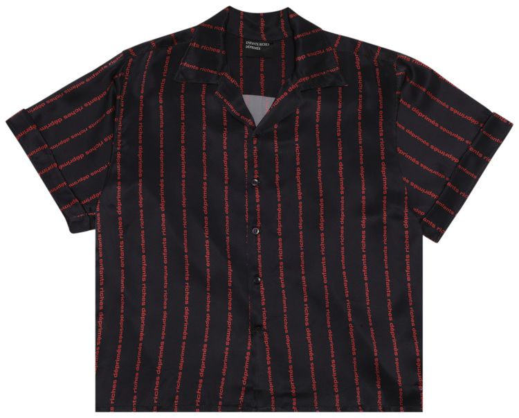 Enfants Riches Deprimes Logo Stripe Chemise Short Sleeve Shirt PurpleRed