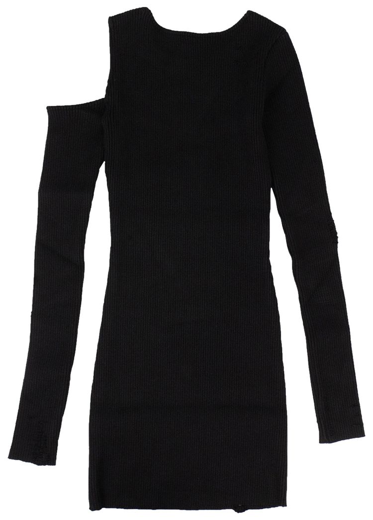 Amiri One Shoulder Rib Knit Mini Dress Black