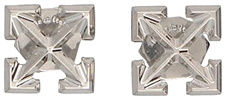 Off White Mini Arrow Earrings Silver