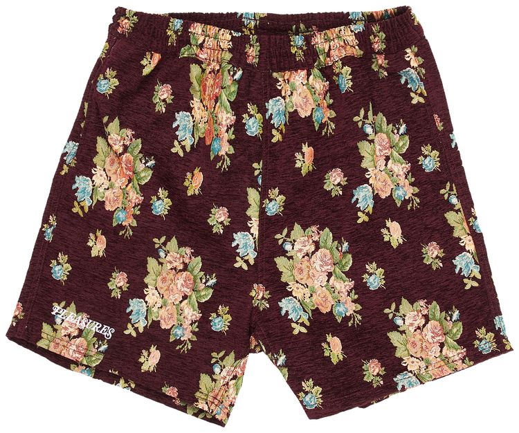 Pleasures Dejavu Woven Floral Shorts Maroon