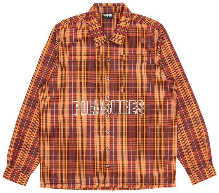 Pleasures Shade Plaid Work Shirt Orange