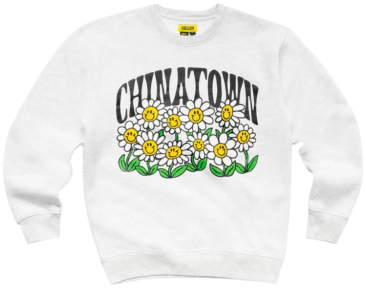 Chinatown Market Smiley Flower Power Crewneck Ash Gray