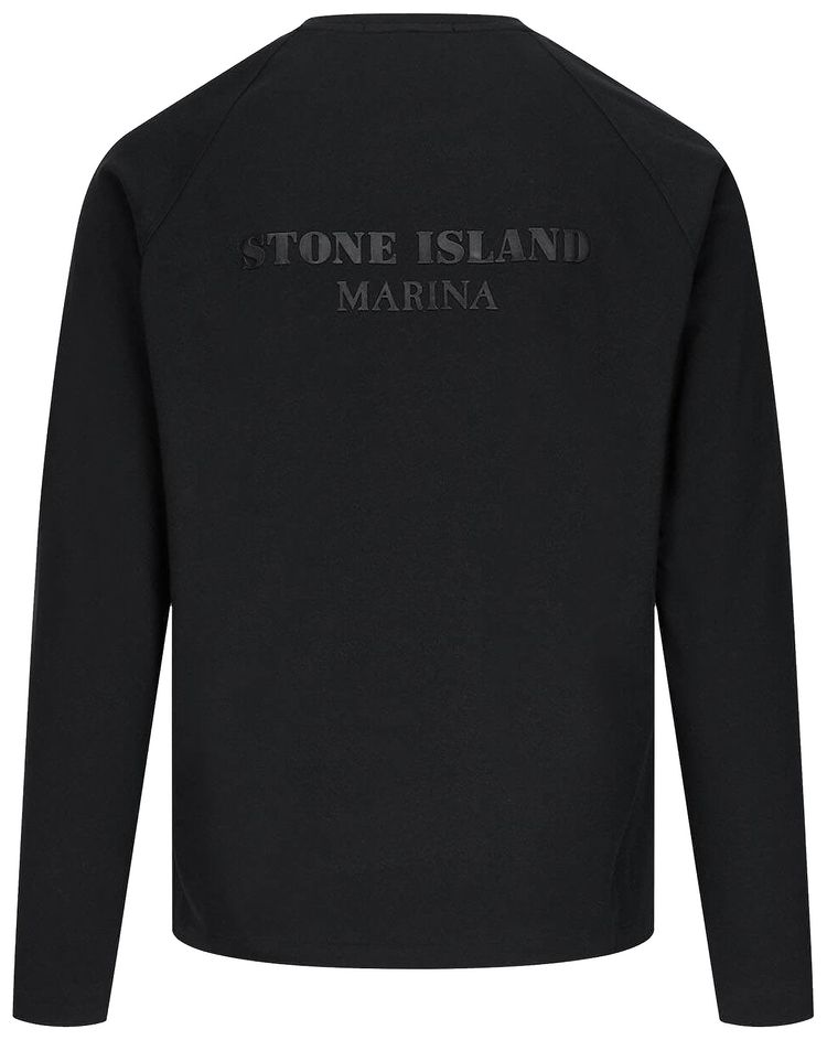 Stone Island Logo Printed Long Sleeve T Shirt Black