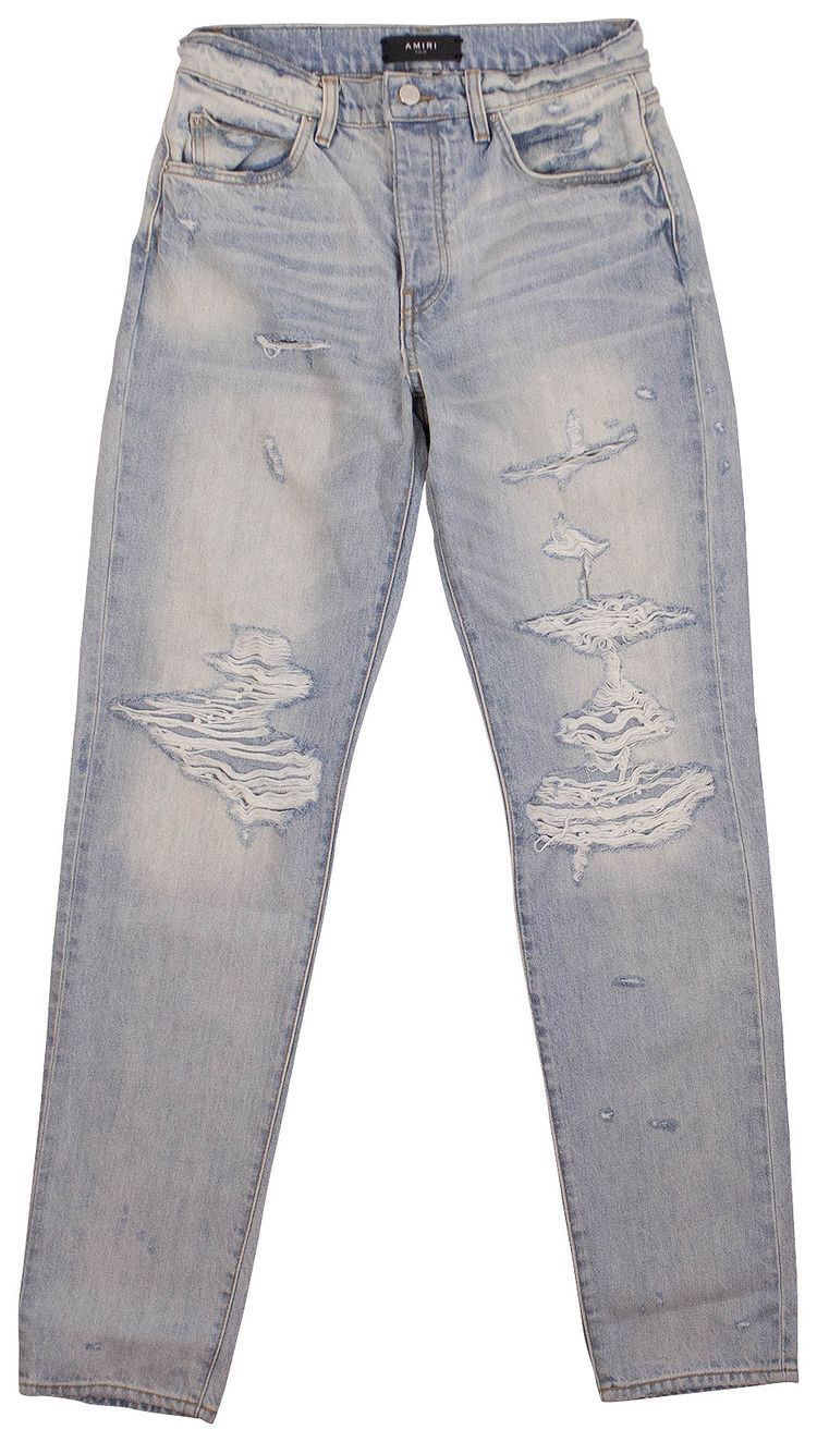 Amiri Destroyed Slouch Skinny Jeans Super Light Blue