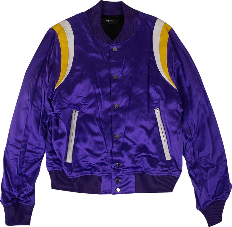 Amiri Silk Varsity Baseball Jacket 'Purple'