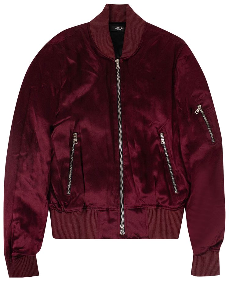 Amiri Silk Bomber Jacket Merlot Red