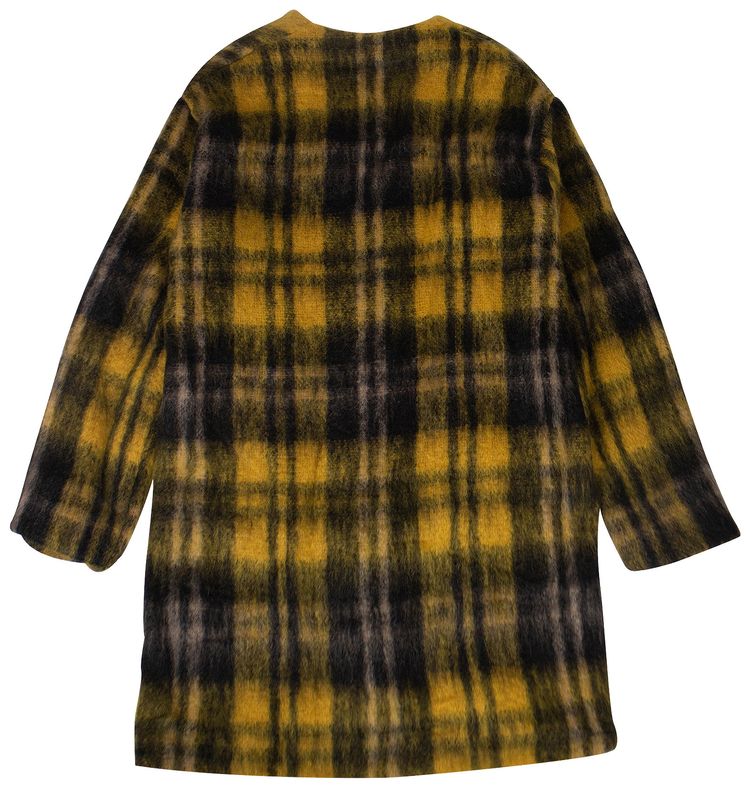 Amiri Plaid Mohair Cardigan Coat BlackYellow