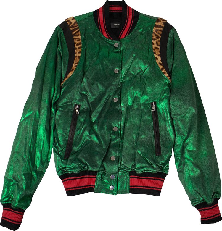 Amiri Silk Metallic Varsity Jacket 'Green'