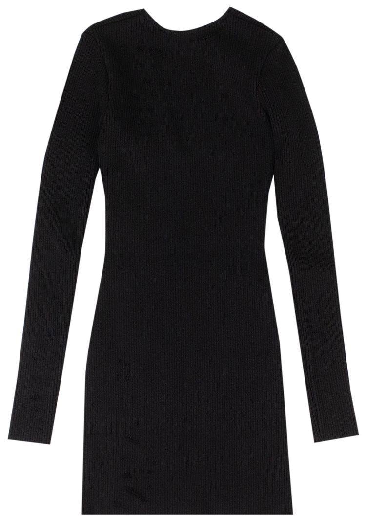 Amiri Ribbed Deep V Neck Short Dress Black