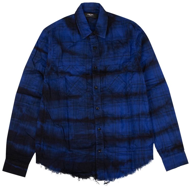 Amiri Plaid Cloud Collared Shirt Blue