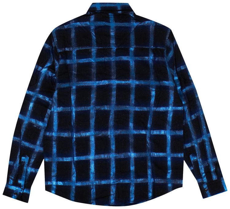 Amiri Plaid Glitter Collared Shirt Blue