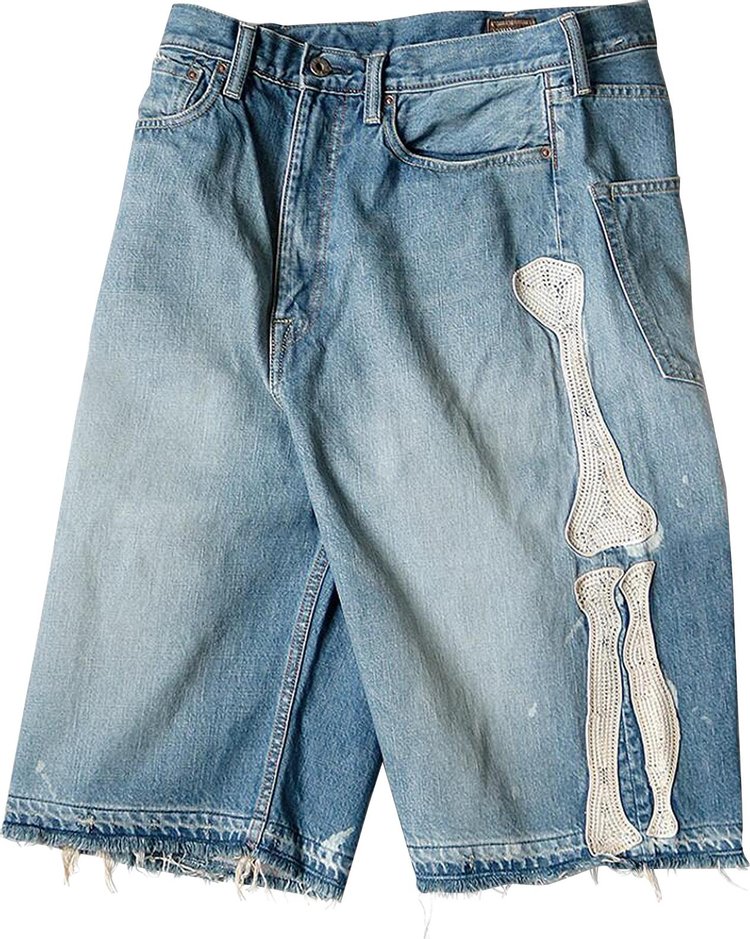 Kapital Bone Denim Shorts Indigo Processing