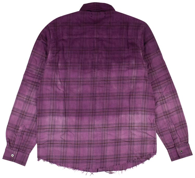 Amiri Tie Dye Plaid Button Down Shirt Purple