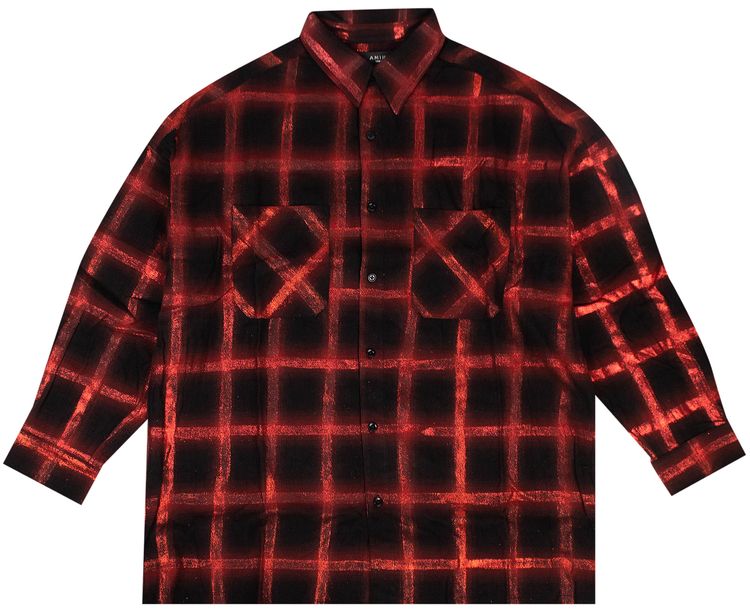 Amiri Glitter Plaid Oversized Shirt Red