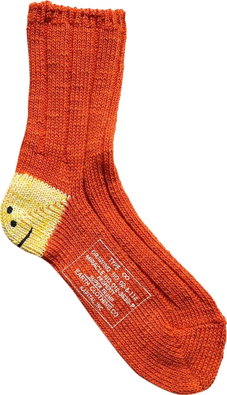 Kapital MA 1 Rainbowy Happy Heel Socks Orange