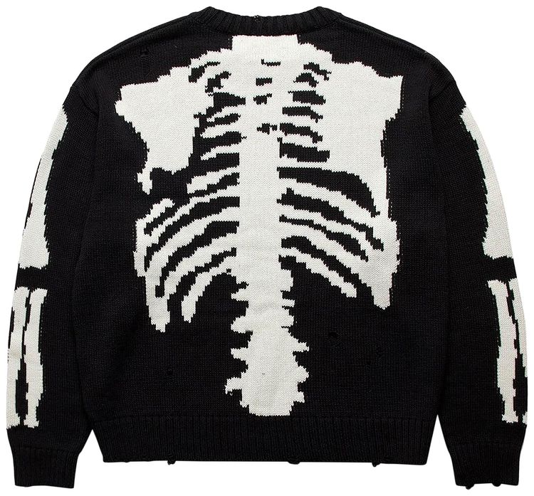 Kapital Knit Bone Crew Sweater Black