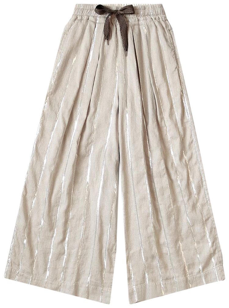 Kapital Linen Glitter Phillies Stripe Rude Baggy Pants Ecru