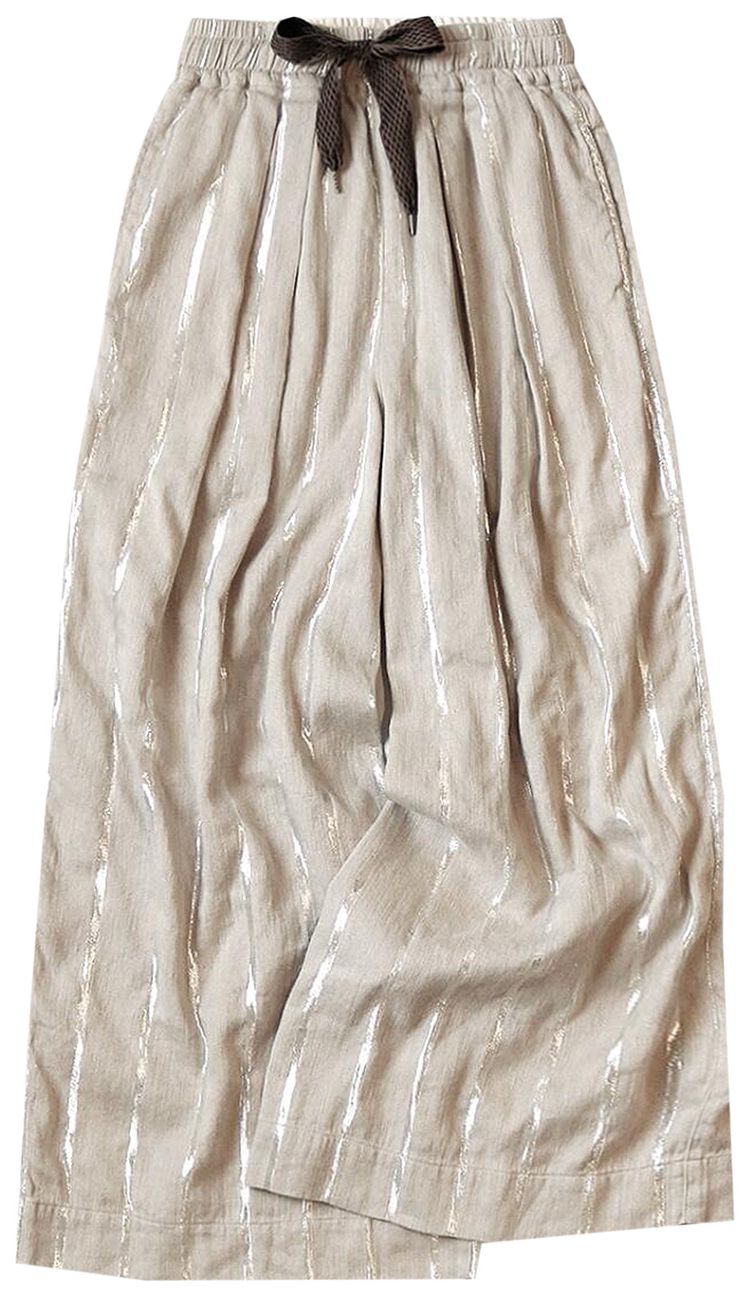 Kapital Linen Glitter Phillies Stripe Rude Baggy Pants Ecru