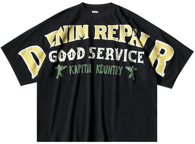 Kapital Denim Repair Huge Jersey T Shirt Black