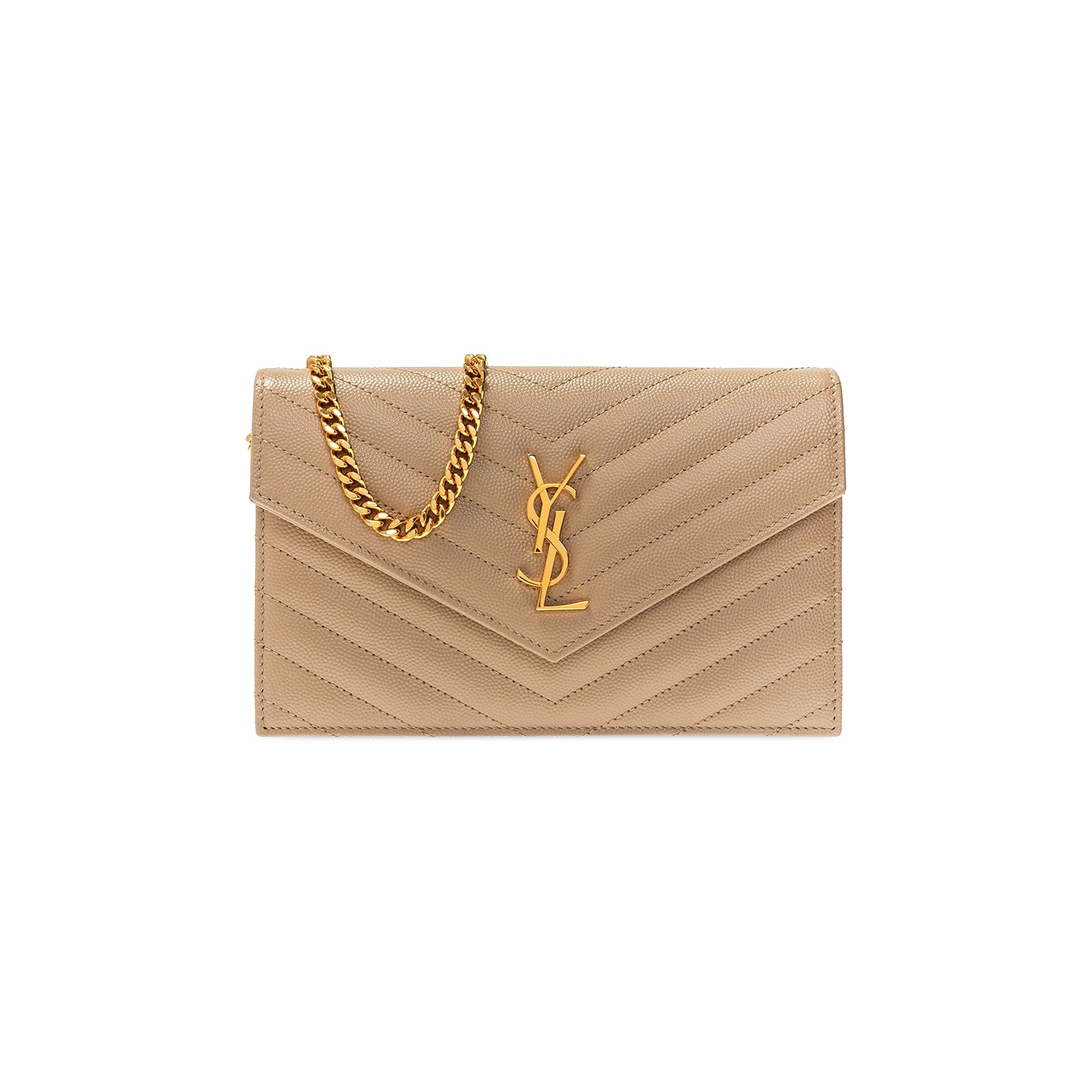 Achetez des Saint Laurent Envelope Chain Wallet Dark Beige 393953 BOW01 2721 GOAT FR