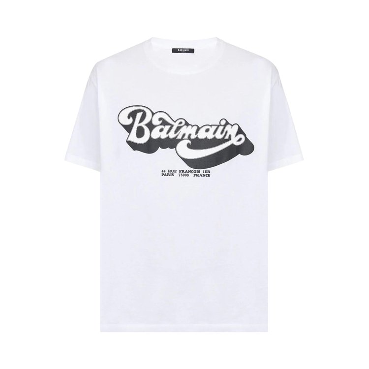 Balmain Bulky Fit 70s T Shirt WhiteBlack