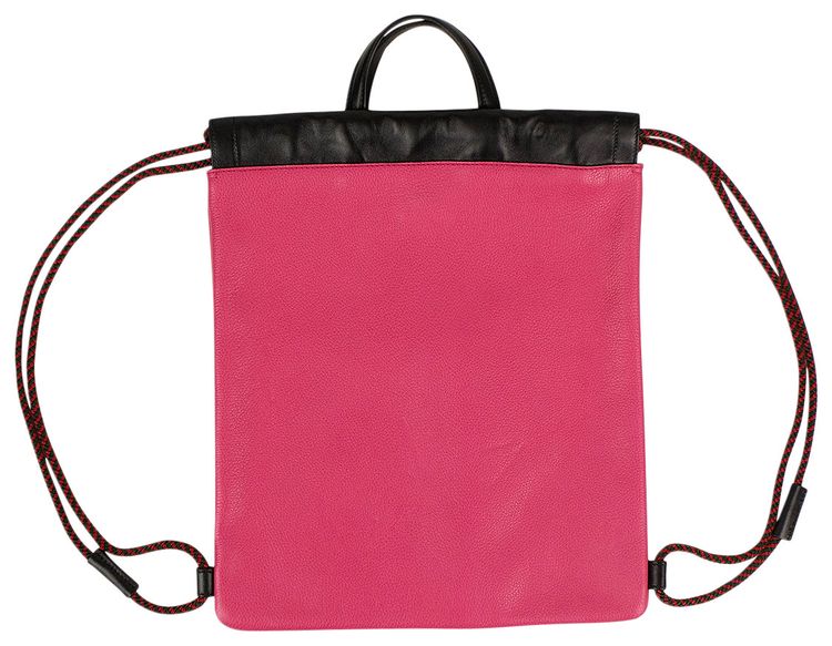 Gucci Pink Leather Logo Print Drawstring Backpack Pink