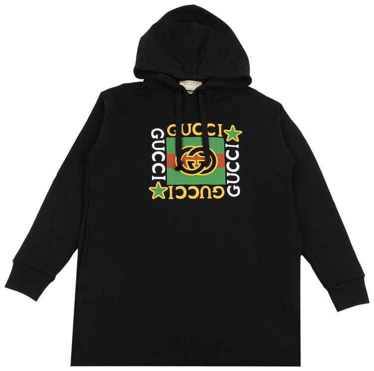 Gucci Jersey Hooded Dress With Logo BlackMulticolor