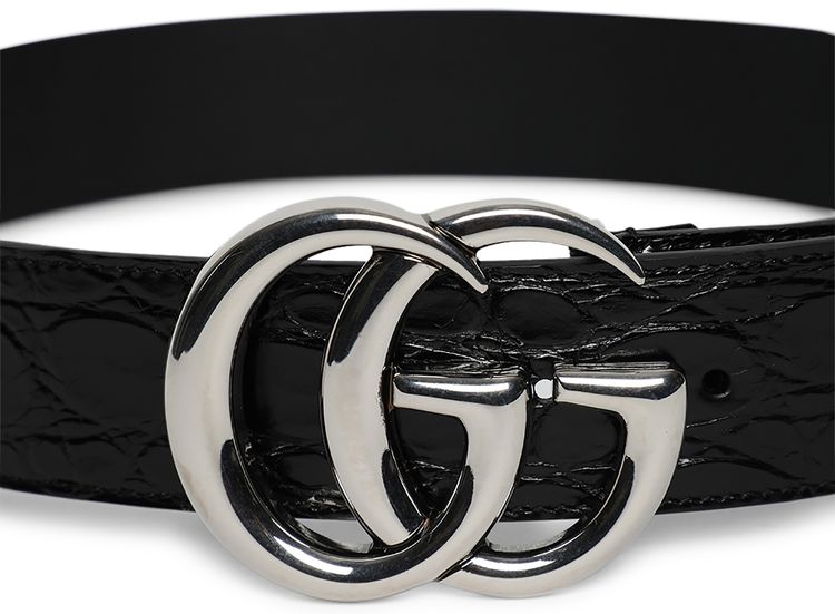 Gucci Double G Buckle Wide Leather Belt Black