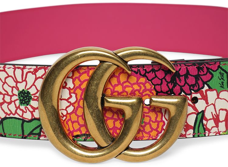 Gucci x Ken Scott GG Marmont Floral Print Belt Multicolor