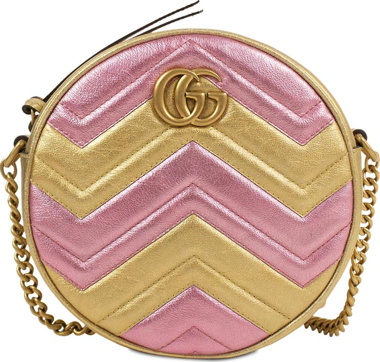 Gucci GG Marmont Mini Round Shoulder Bag GoldPink