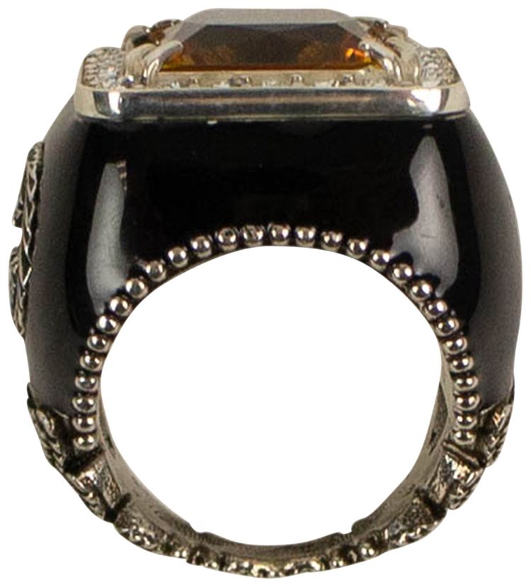 Gucci Stone And Crystals Ring Black