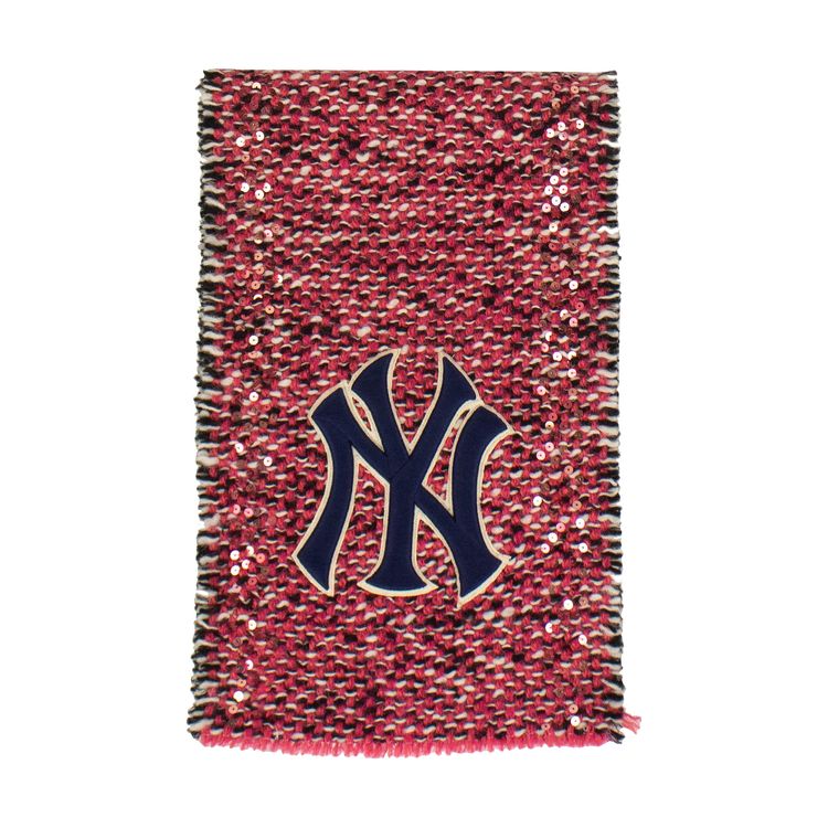 Gucci NY Yankees Patch Tweed Scarf Pink