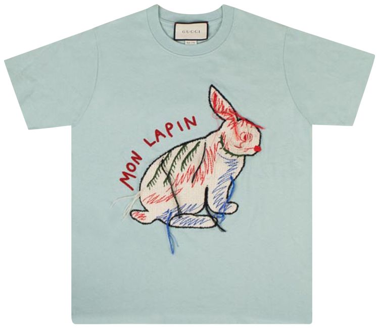 Gucci Mon Lapin Short Sleeve T Shirt Blue