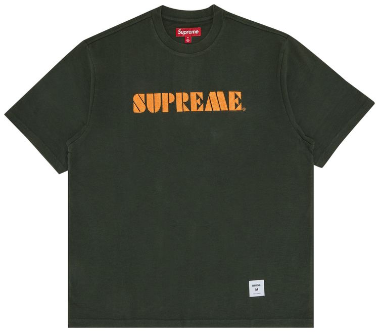Supreme Stencil Embroidered Short Sleeve Top Green