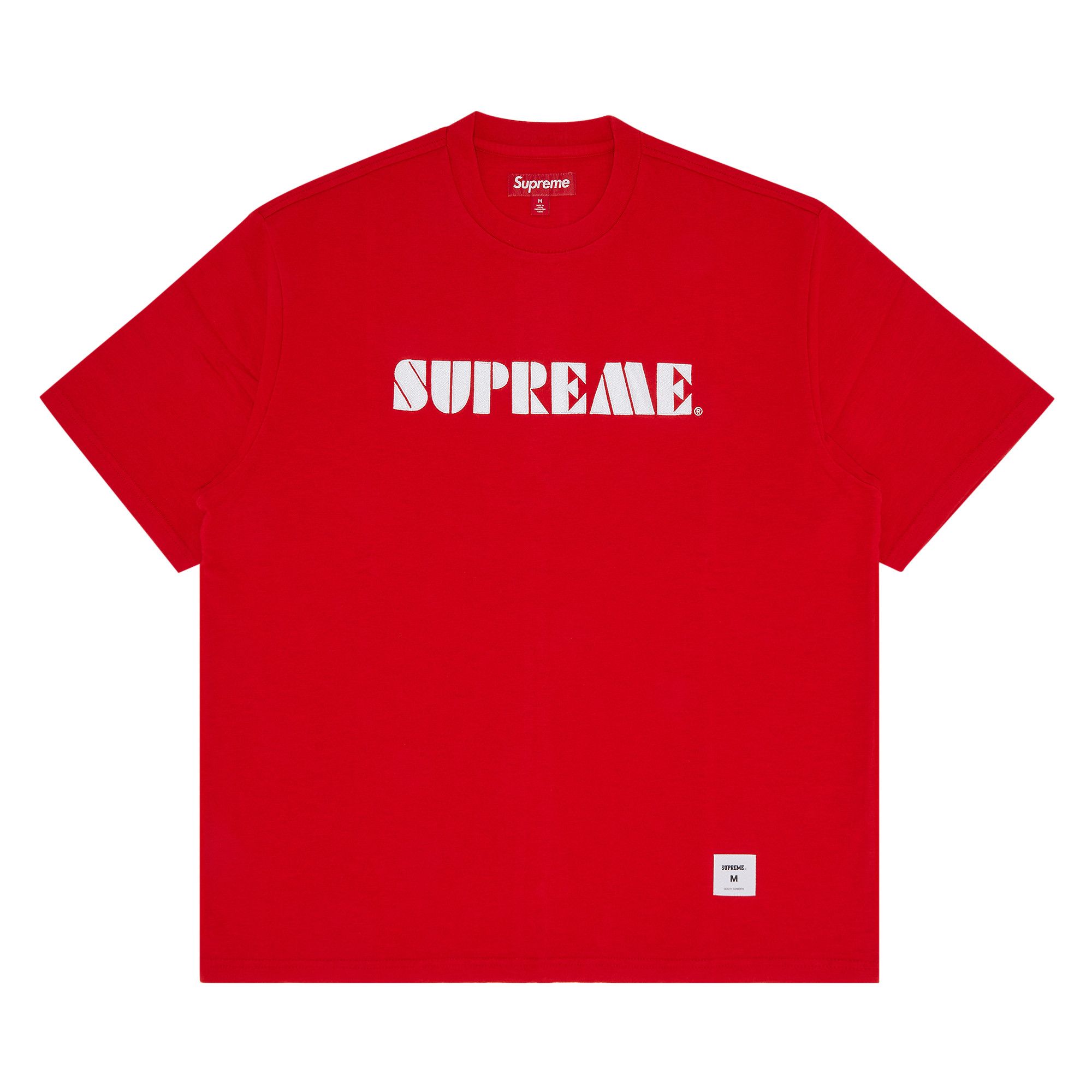 Buy Supreme Stencil Embroidered Short-Sleeve Top 'Red