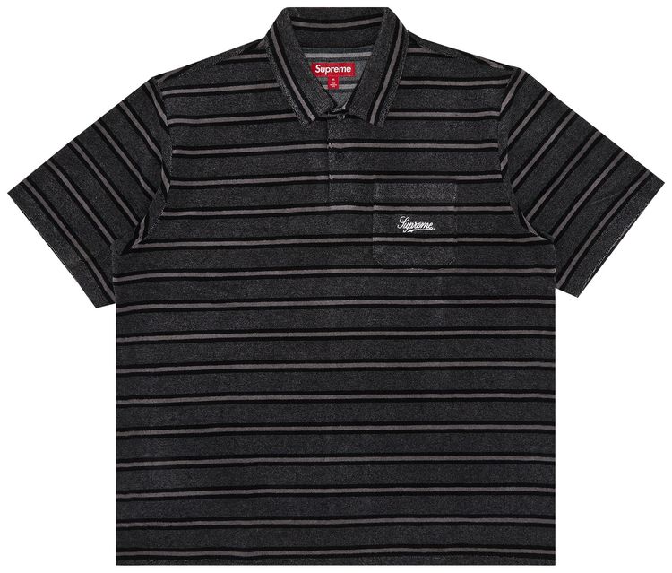 Supreme Stripe Terry Short Sleeve Polo Black