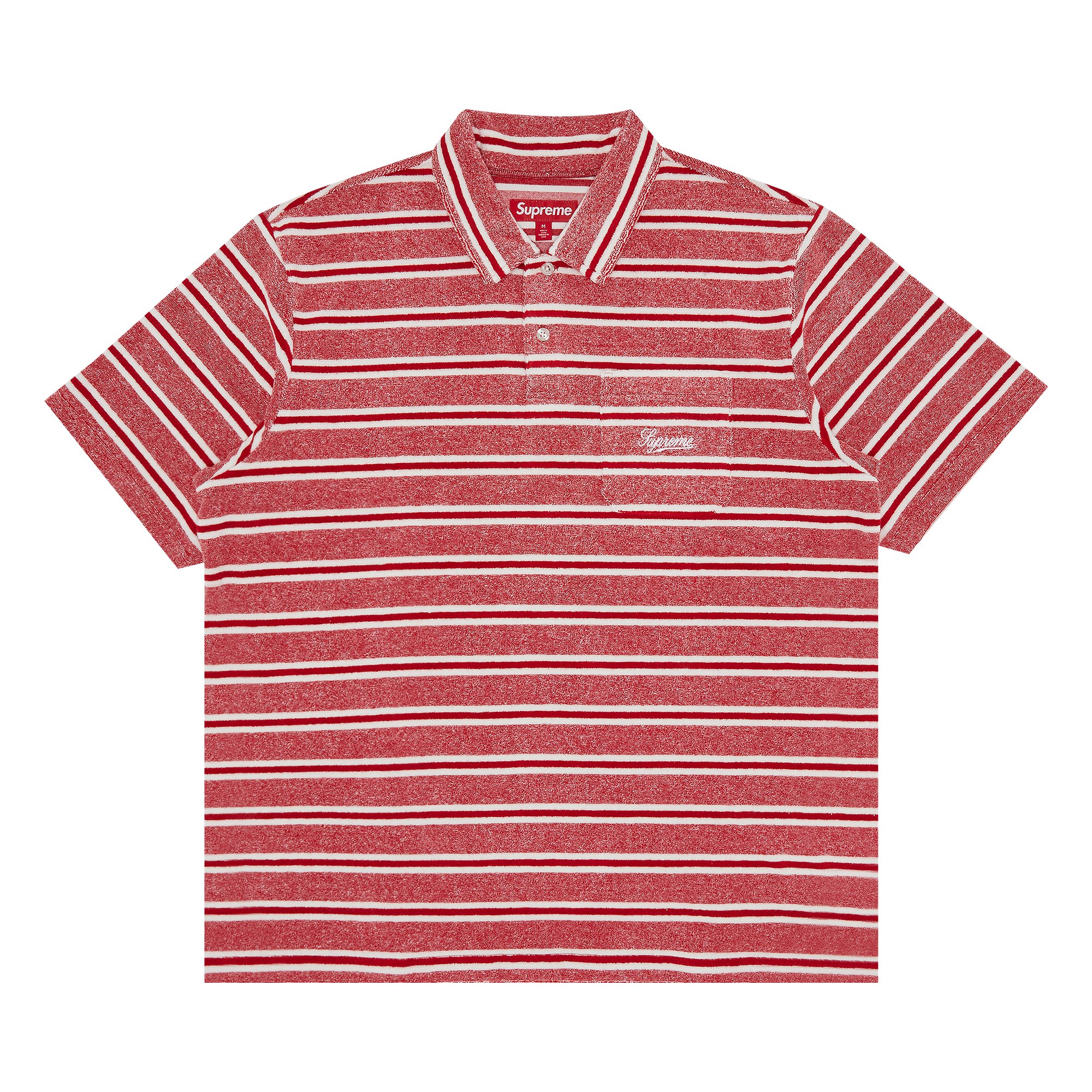 Buy Supreme Stripe Terry Short-Sleeve Polo 'Red' - SS24KN65 RED | GOAT