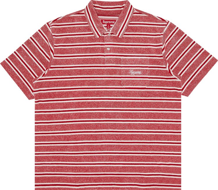 Supreme Stripe Terry Short Sleeve Polo Red