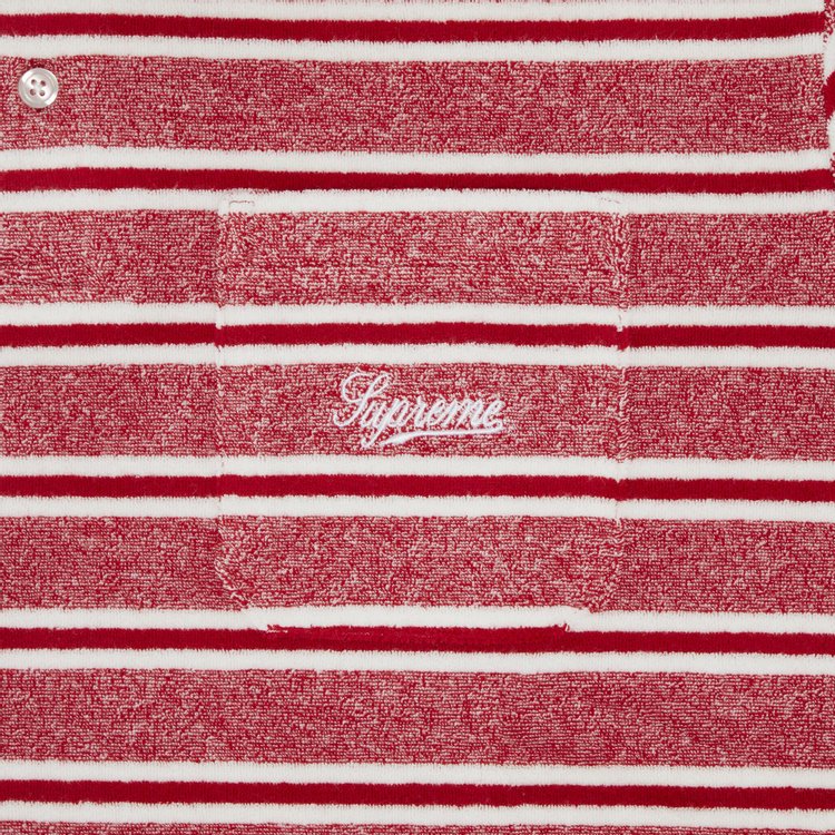 Supreme Stripe Terry Short Sleeve Polo Red