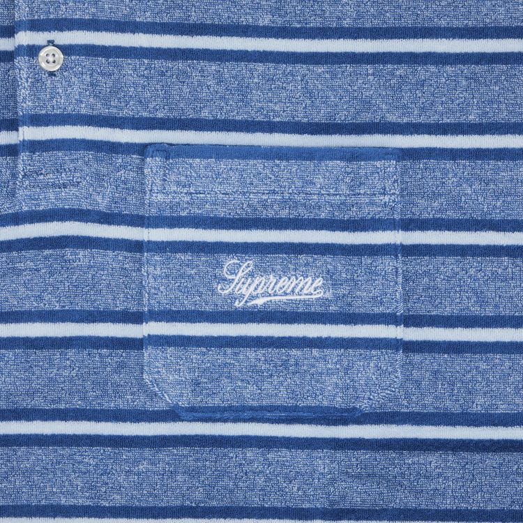 Supreme Stripe Terry Short Sleeve Polo Royal