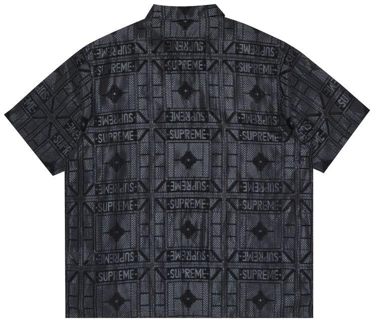 Supreme Tray Jacquard Short Sleeve Shirt Black