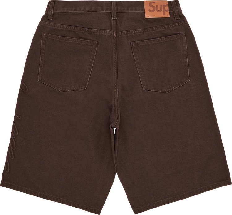 Supreme Script Baggy Denim Short Brown