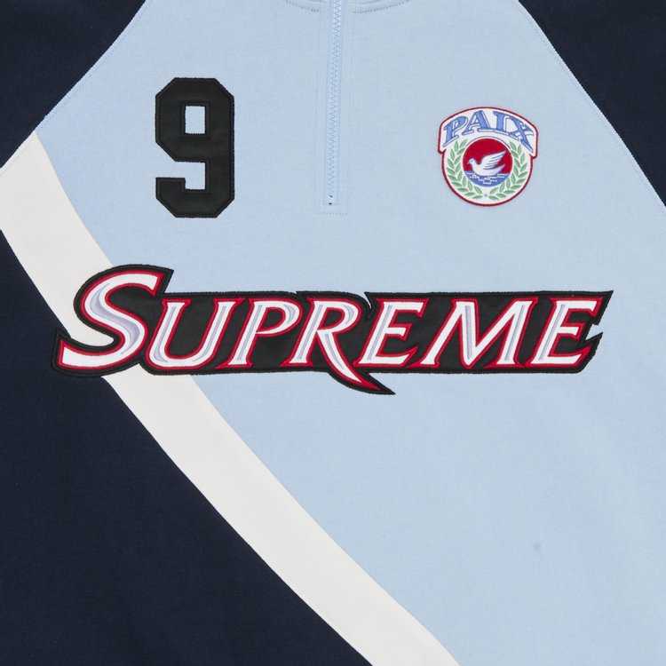 Supreme Equipe Half Zip Sweatshirt Light Blue