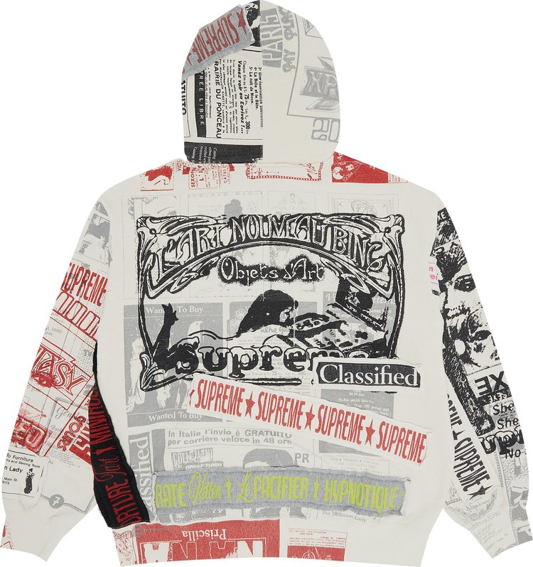 Supreme Collage Zip Up Hooded Sweatshirt White