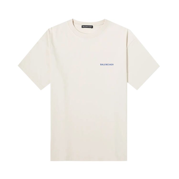 Balenciaga Badge Logo Tee Chalky WhiteBlue