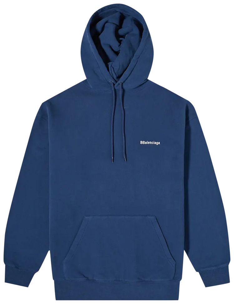 Balenciaga Corporate Logo Popover Hoodie Nautical BlueWhite