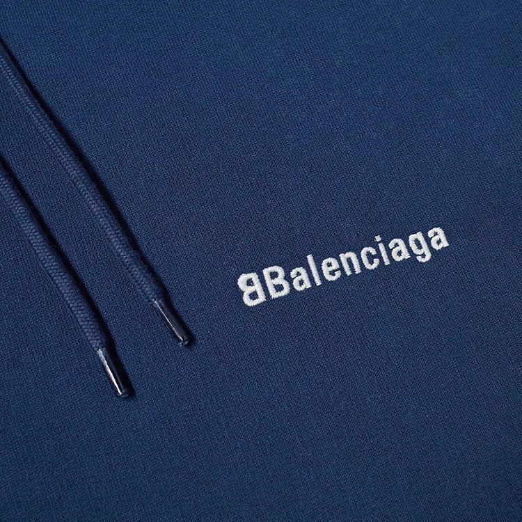 Balenciaga Corporate Logo Popover Hoodie Nautical BlueWhite