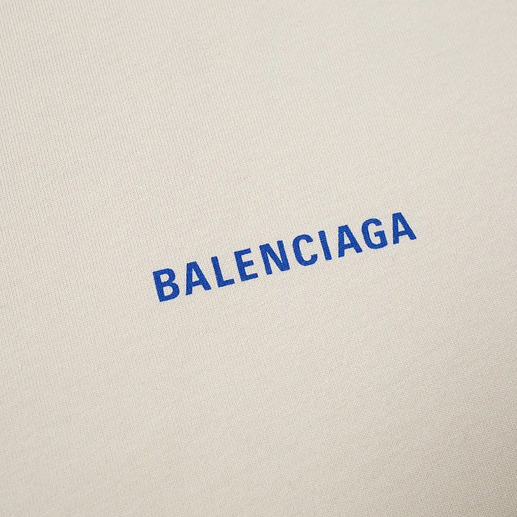 Balenciaga Badge Logo Tee Chalky WhiteBlue