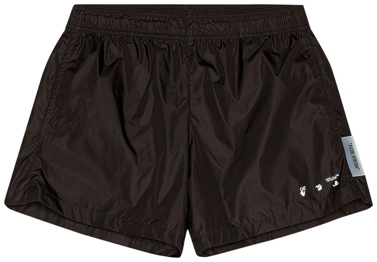 Off White Logo Swimshorts BlackWhite